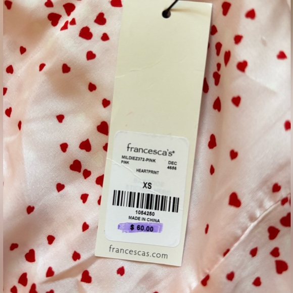 Francesca’s Naomi Heart Print Satin Midi Skirt | Size XS | NWT - Picture 4 of 9
